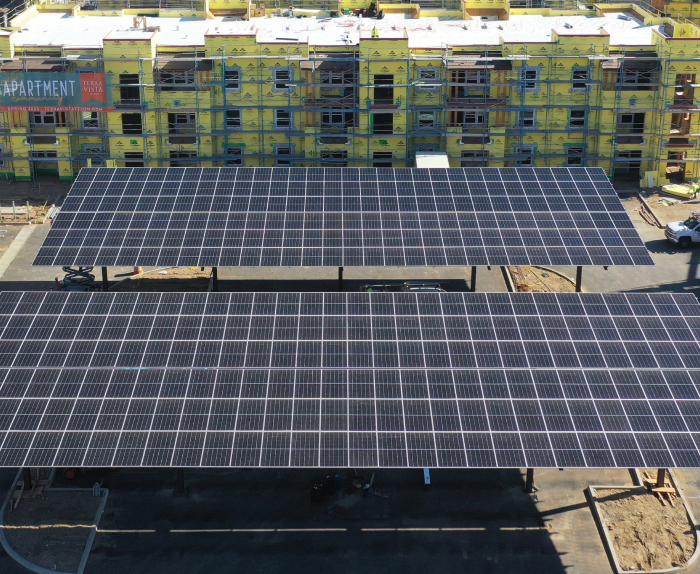Aerial view of solar power plant
