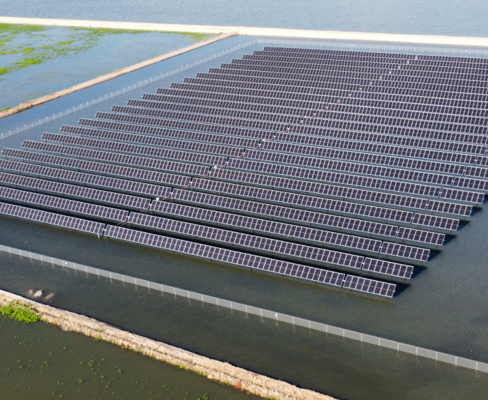 Aerial view of James Irrigation District solar project.